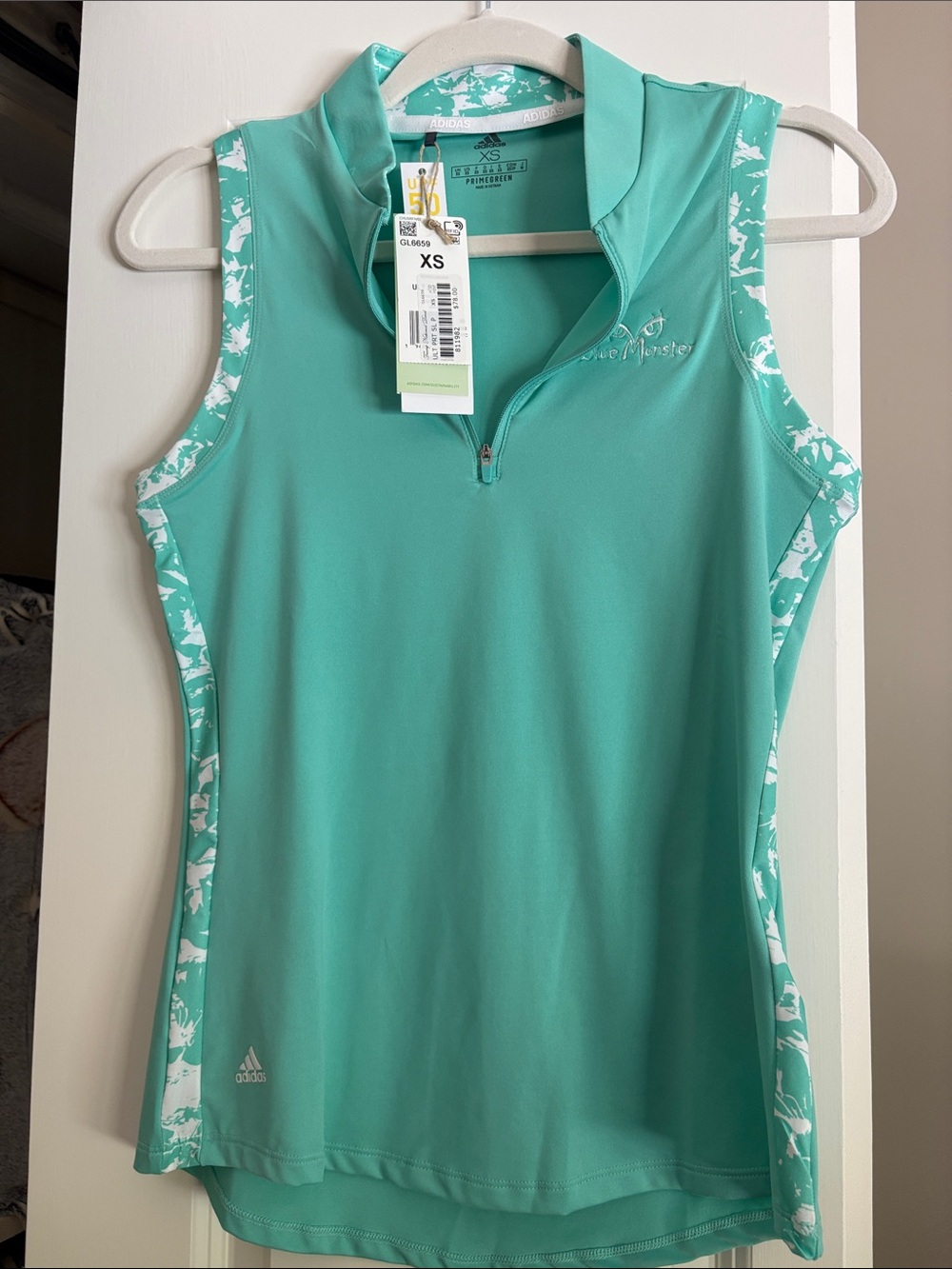 Women’s Mint Green Sleeveless Golf Tank with Printed Side Panels - XS